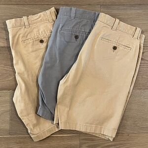 (3) J Crew Classic Chino Shorts Size 34 inch waist 9 inch inseam